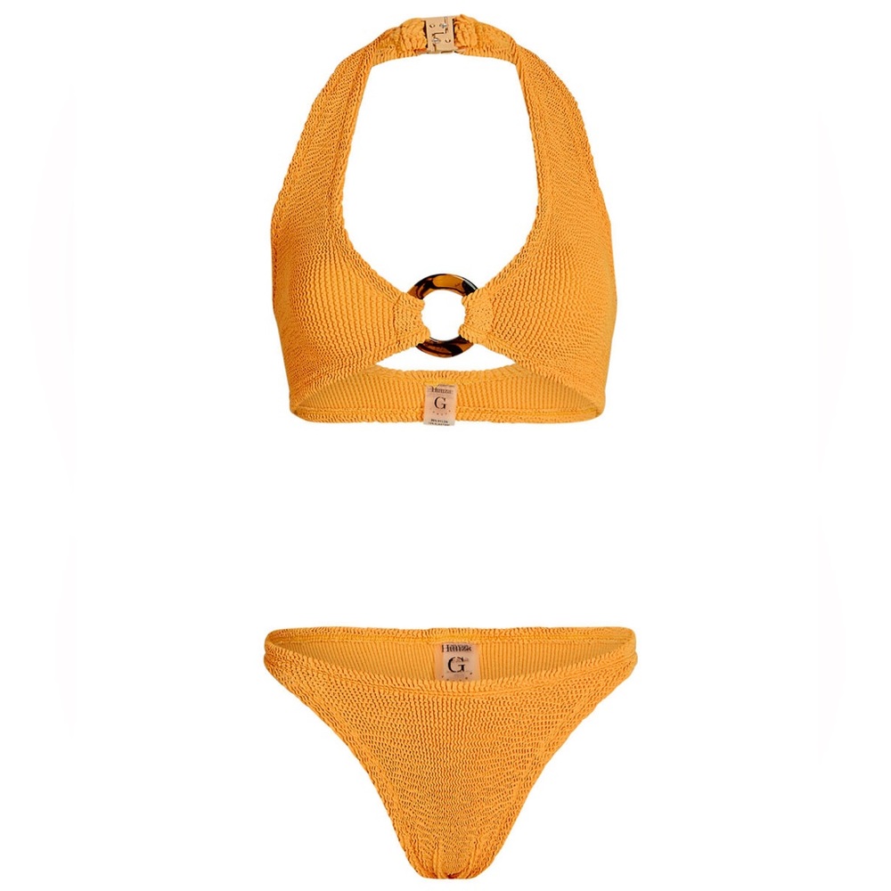NWT HUNZA G Coco Ring Bikini Set in Orange/Yellow